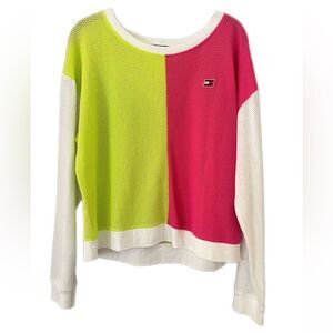 Tommy Hilfiger Neon Lime & Hot Pink Mesh Long Sleeve Top
